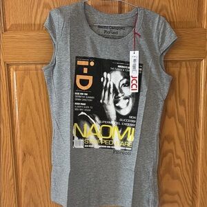 NWT Naomi Campbell Gray Fiorucci Graphic T-Shirt medium